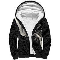 Black Polynesia Tribal Octopus Tattoo Sherpa Hoodie Pikake Lei Polynesian Pattern LT14 Unisex Black - Polynesian Pride