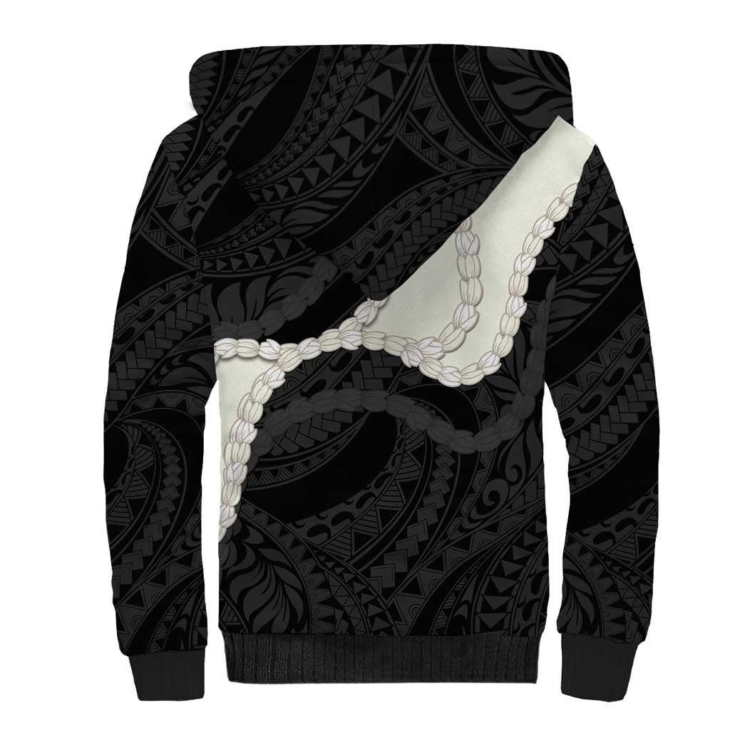 Black Polynesia Tribal Octopus Tattoo Sherpa Hoodie Pikake Lei Polynesian Pattern LT14 - Polynesian Pride