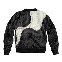Black Polynesia Tribal Octopus Tattoo Sleeve Zip Bomber Jacket Pikake Lei Polynesian Pattern