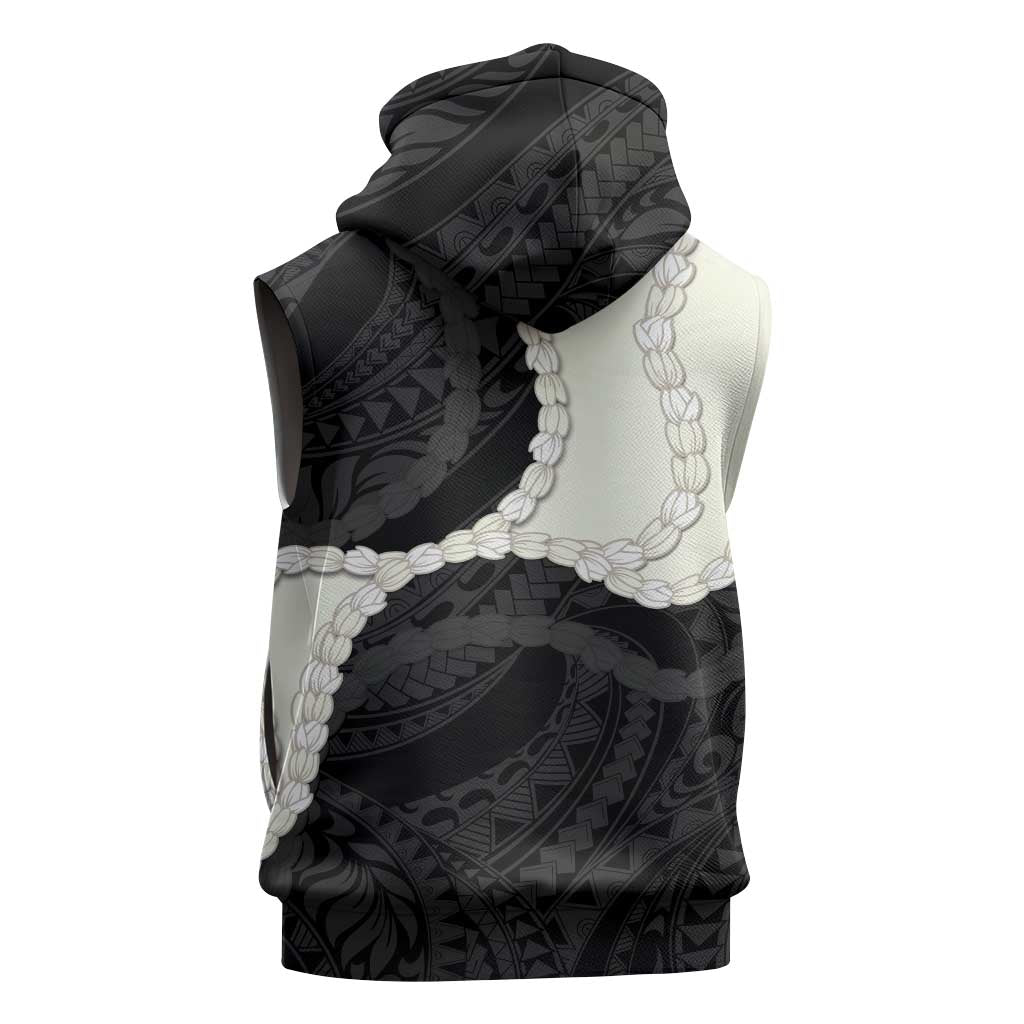 Black Polynesia Tribal Octopus Tattoo Sleeveless Hoodie Pikake Lei Polynesian Pattern