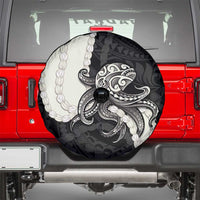 Black Polynesia Tribal Octopus Tattoo Spare Tire Cover Pikake Lei Polynesian Pattern