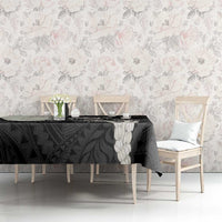 Black Polynesia Tribal Octopus Tattoo Tablecloth Pikake Lei Polynesian Pattern