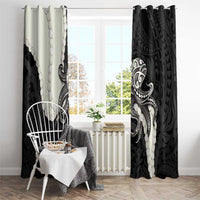 Black Polynesia Tribal Octopus Tattoo Window Curtain Pikake Lei Polynesian Pattern