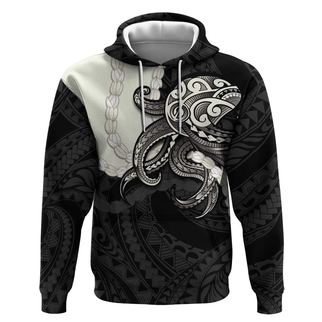 Black Polynesia Tribal Octopus Tattoo Zip Hoodie Pikake Lei Polynesian Pattern