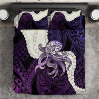 Purple Galaxy Polynesia Tribal Octopus Tattoo Bedding Set Pikake Lei Polynesian Pattern
