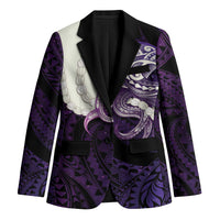 Purple Galaxy Polynesia Tribal Octopus Tattoo Blazer Pikake Lei Polynesian Pattern
