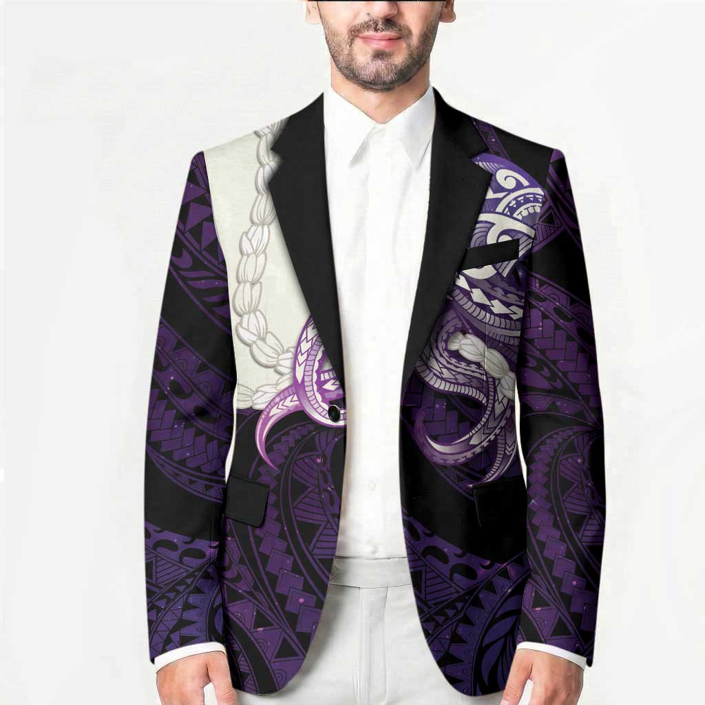 Purple Galaxy Polynesia Tribal Octopus Tattoo Blazer Pikake Lei Polynesian Pattern