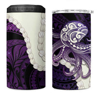 Purple Galaxy Polynesia Tribal Octopus Tattoo 4 in 1 Can Cooler Tumbler Pikake Lei Polynesian Pattern
