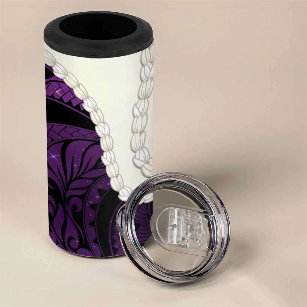 Purple Galaxy Polynesia Tribal Octopus Tattoo 4 in 1 Can Cooler Tumbler Pikake Lei Polynesian Pattern