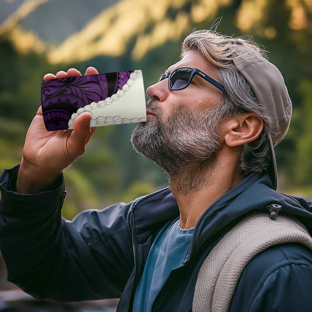 Purple Galaxy Polynesia Tribal Octopus Tattoo 4 in 1 Can Cooler Tumbler Pikake Lei Polynesian Pattern