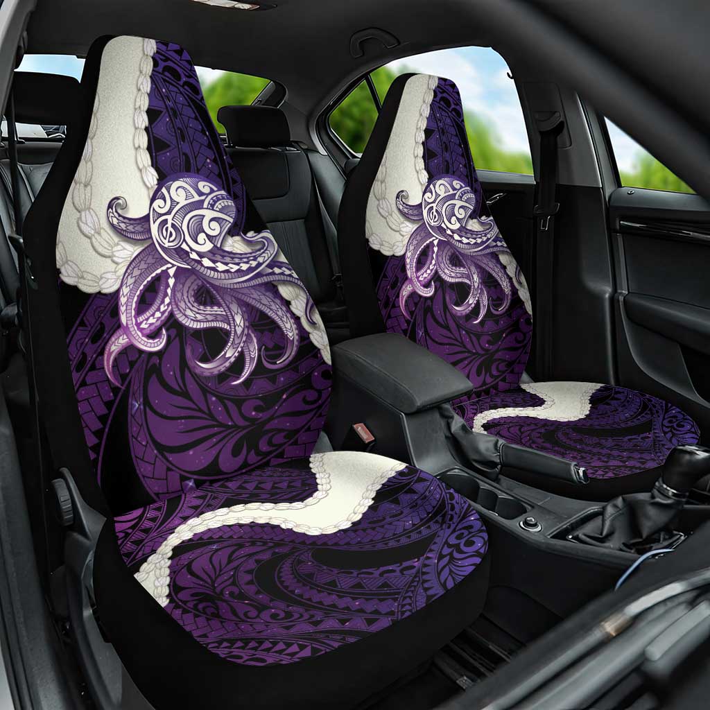 Purple Galaxy Polynesia Tribal Octopus Tattoo Car Seat Cover Pikake Lei Polynesian Pattern