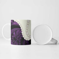 Purple Galaxy Polynesia Tribal Octopus Tattoo Ceramic Mug Pikake Lei Polynesian Pattern