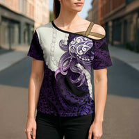 Purple Galaxy Polynesia Tribal Octopus Tattoo Cross Shoulder Shirt Pikake Lei Polynesian Pattern LT14 - Polynesian Pride