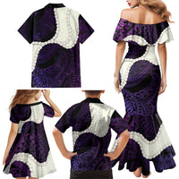 Purple Galaxy Polynesia Tribal Octopus Tattoo Family Matching Mermaid Dress and Hawaiian Shirt Pikake Lei Polynesian Pattern LT14 - Polynesian Pride