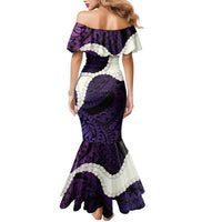 Purple Galaxy Polynesia Tribal Octopus Tattoo Family Matching Mermaid Dress and Hawaiian Shirt Pikake Lei Polynesian Pattern LT14 - Polynesian Pride