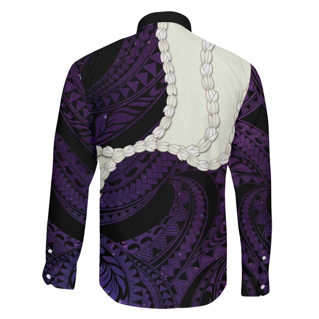Purple Galaxy Polynesia Tribal Octopus Tattoo Family Matching Off Shoulder Maxi Dress and Hawaiian Shirt Pikake Lei Polynesian Pattern LT14 - Polynesian Pride