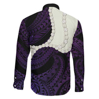 Purple Galaxy Polynesia Tribal Octopus Tattoo Family Matching Off Shoulder Maxi Dress and Hawaiian Shirt Pikake Lei Polynesian Pattern LT14 - Polynesian Pride