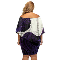 Purple Galaxy Polynesia Tribal Octopus Tattoo Family Matching Off Shoulder Short Dress and Hawaiian Shirt Pikake Lei Polynesian Pattern LT14 - Polynesian Pride