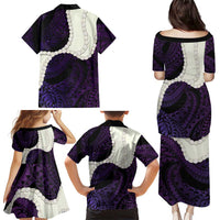Purple Galaxy Polynesia Tribal Octopus Tattoo Family Matching Puletasi and Hawaiian Shirt Pikake Lei Polynesian Pattern LT14 - Polynesian Pride