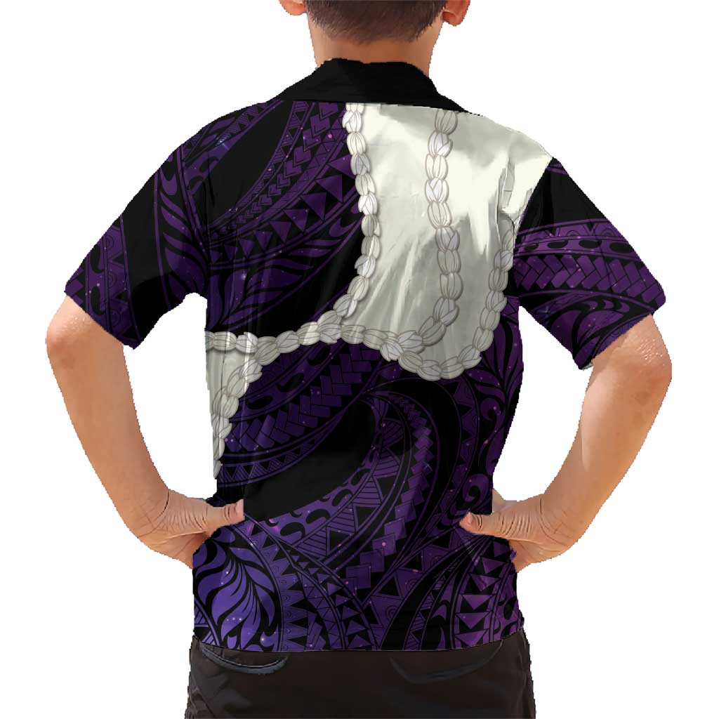 Purple Galaxy Polynesia Tribal Octopus Tattoo Family Matching Short Sleeve Bodycon Dress and Hawaiian Shirt Pikake Lei Polynesian Pattern LT14 - Polynesian Pride