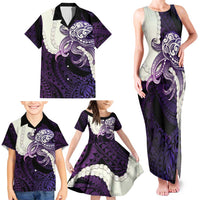 Purple Galaxy Polynesia Tribal Octopus Tattoo Family Matching Tank Maxi Dress and Hawaiian Shirt Pikake Lei Polynesian Pattern LT14 - Polynesian Pride