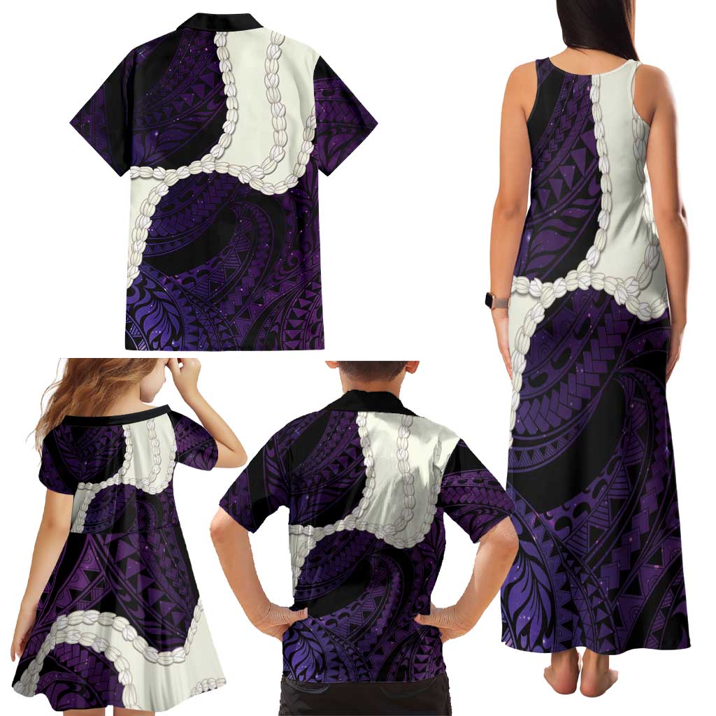 Purple Galaxy Polynesia Tribal Octopus Tattoo Family Matching Tank Maxi Dress and Hawaiian Shirt Pikake Lei Polynesian Pattern LT14 - Polynesian Pride