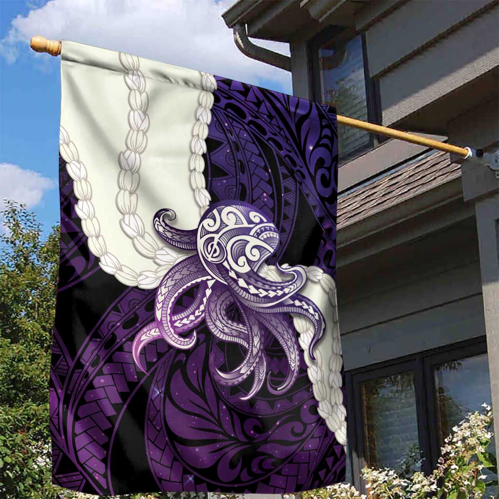 Purple Galaxy Polynesia Tribal Octopus Tattoo Garden Flag Pikake Lei Polynesian Pattern