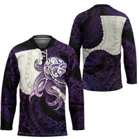 Purple Galaxy Polynesia Tribal Octopus Tattoo Hockey Jersey Pikake Lei Polynesian Pattern