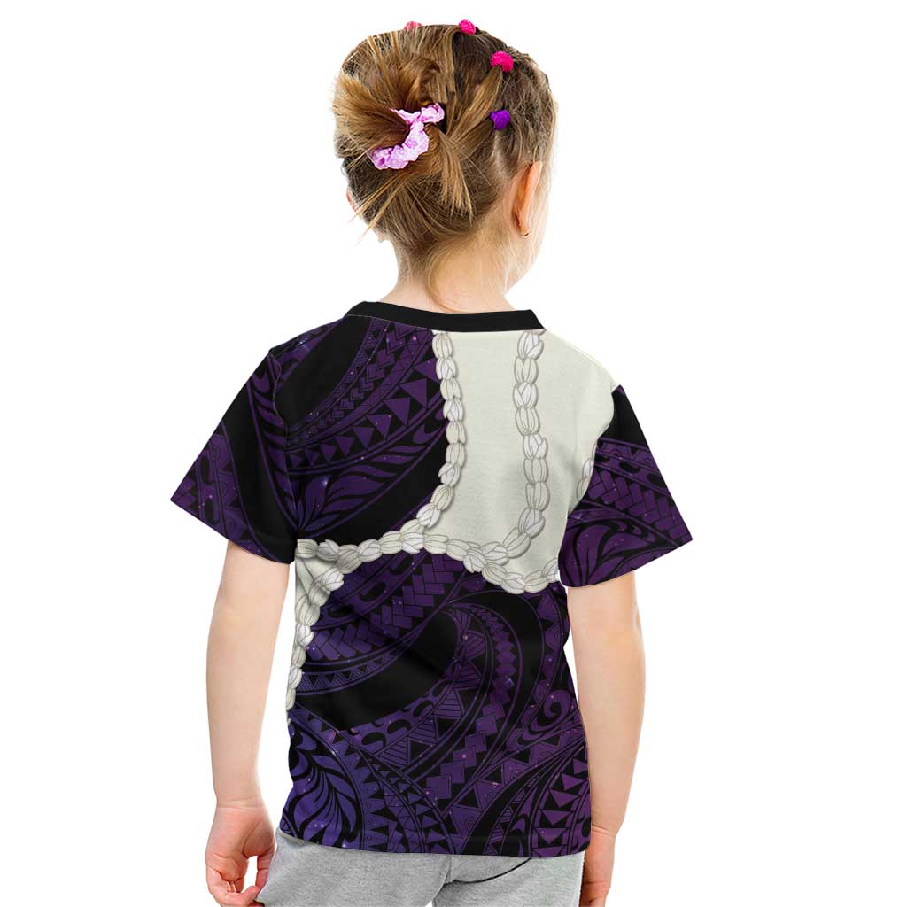 Purple Galaxy Polynesia Tribal Octopus Tattoo Kid T Shirt Pikake Lei Polynesian Pattern LT14 - Polynesian Pride