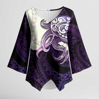 Purple Galaxy Polynesia Tribal Octopus Tattoo Kimono Sleeve Blouse Pikake Lei Polynesian Pattern