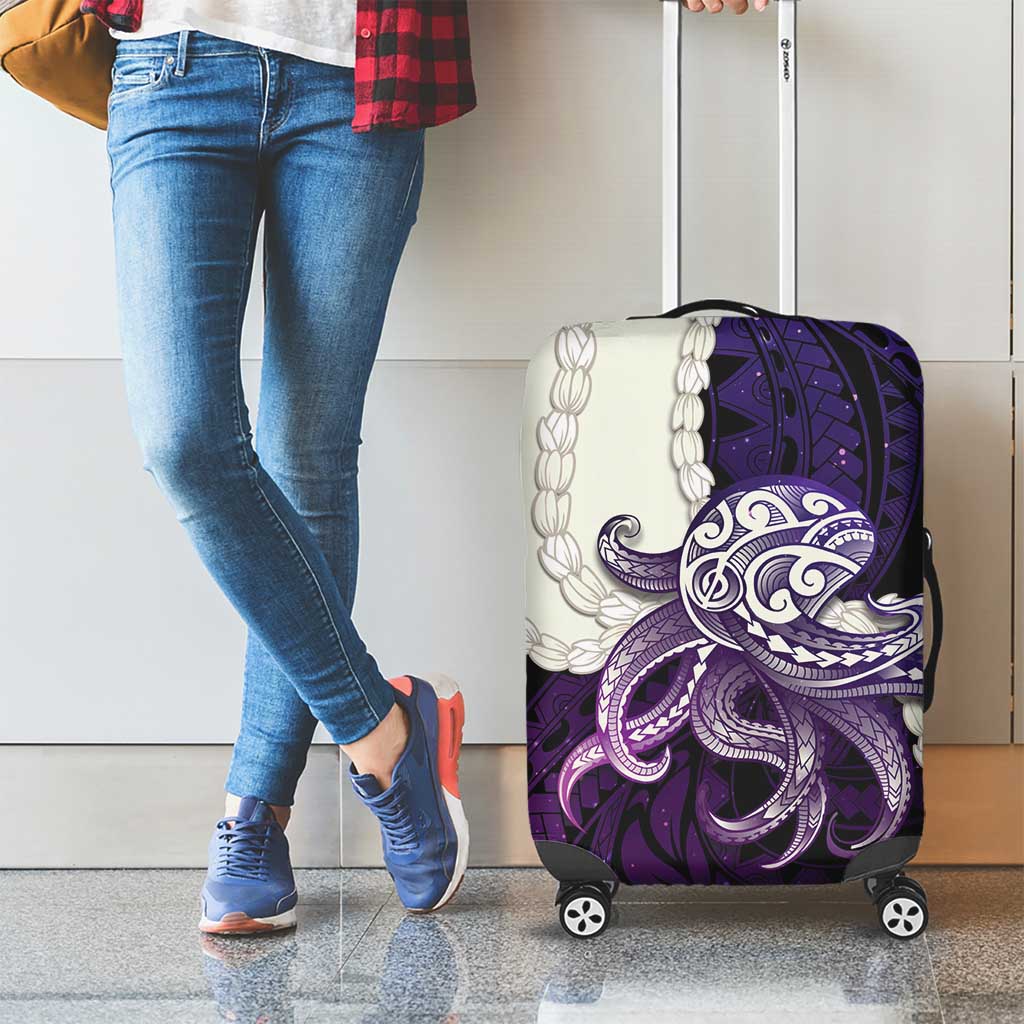 Purple Galaxy Polynesia Tribal Octopus Tattoo Luggage Cover Pikake Lei Polynesian Pattern