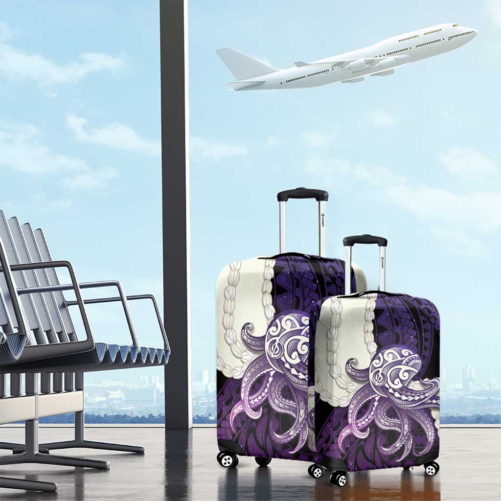 Purple Galaxy Polynesia Tribal Octopus Tattoo Luggage Cover Pikake Lei Polynesian Pattern
