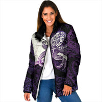 Purple Galaxy Polynesia Tribal Octopus Tattoo Padded Jacket Pikake Lei Polynesian Pattern