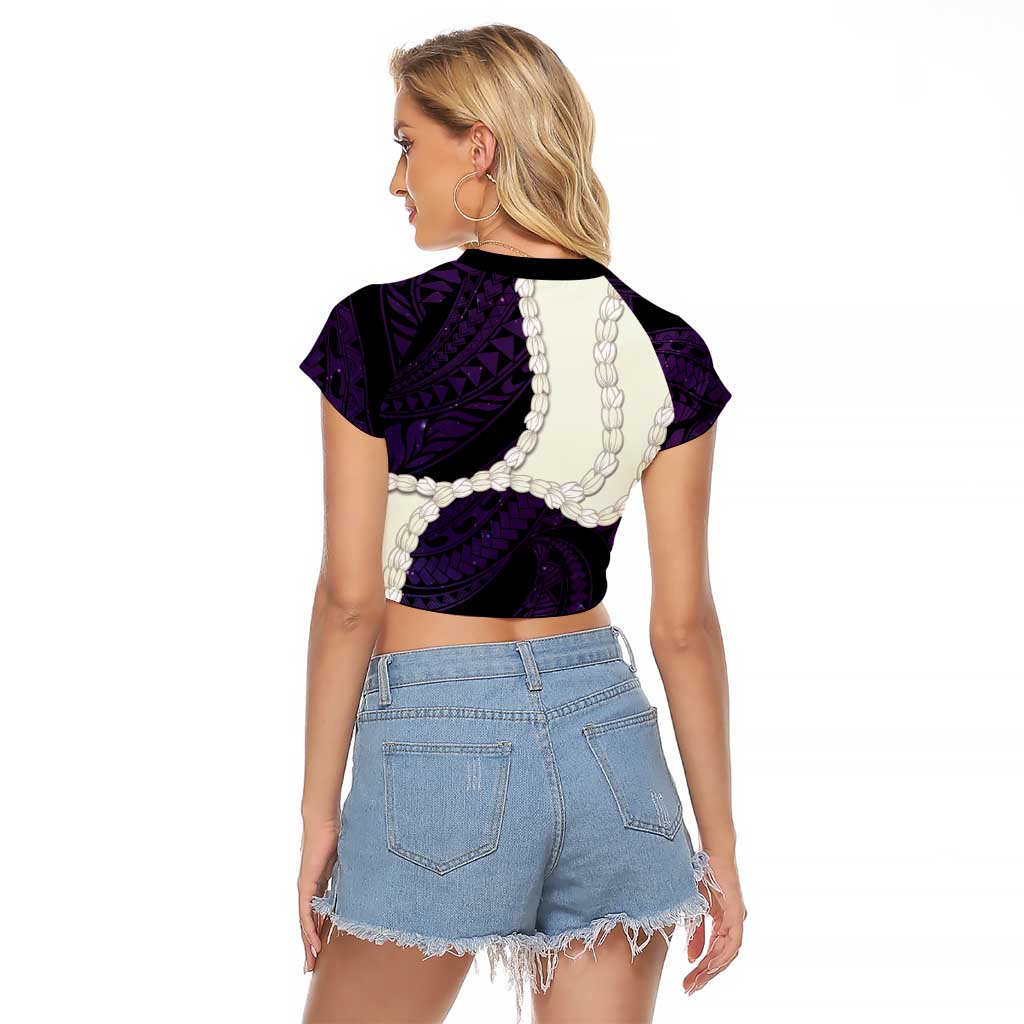 Purple Galaxy Polynesia Tribal Octopus Tattoo Raglan Cropped T Shirt Pikake Lei Polynesian Pattern