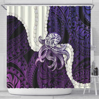 Purple Galaxy Polynesia Tribal Octopus Tattoo Shower Curtain Pikake Lei Polynesian Pattern