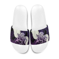 Purple Galaxy Polynesia Tribal Octopus Tattoo Slide Sandals Pikake Lei Polynesian Pattern