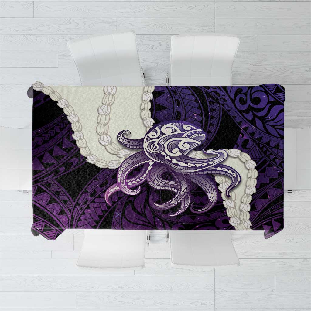Purple Galaxy Polynesia Tribal Octopus Tattoo Tablecloth Pikake Lei Polynesian Pattern
