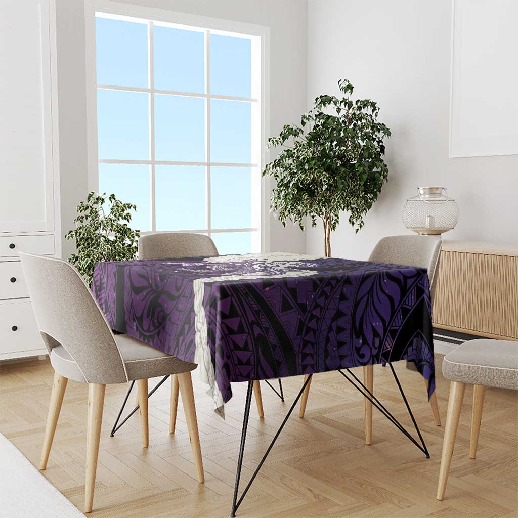 Purple Galaxy Polynesia Tribal Octopus Tattoo Tablecloth Pikake Lei Polynesian Pattern