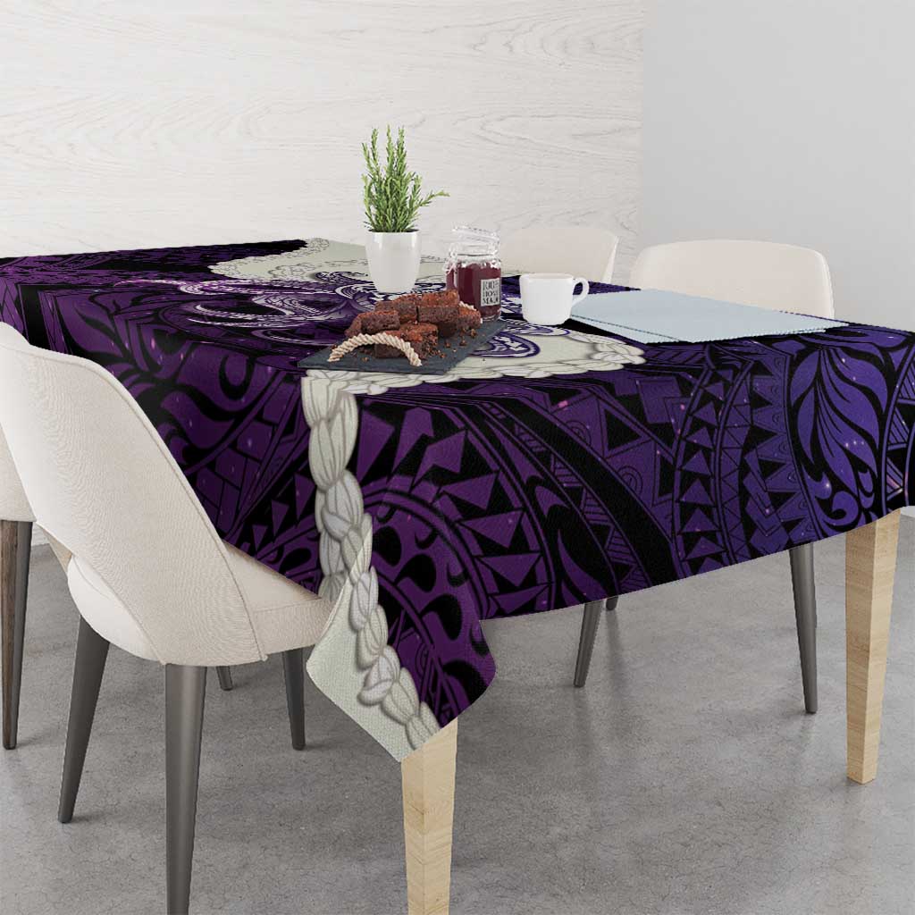 Purple Galaxy Polynesia Tribal Octopus Tattoo Tablecloth Pikake Lei Polynesian Pattern
