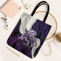 Purple Galaxy Polynesia Tribal Octopus Tattoo Tote Bag Pikake Lei Polynesian Pattern