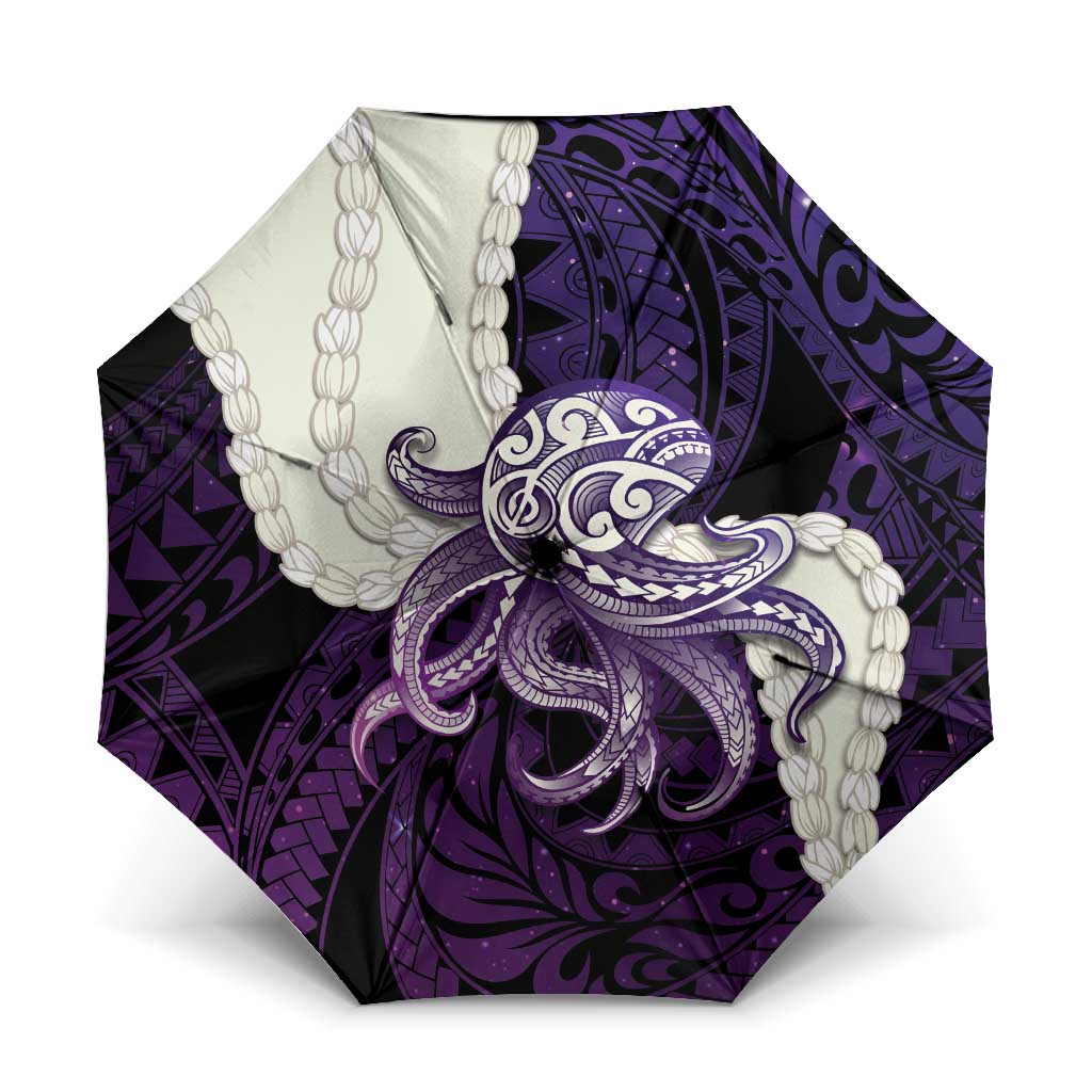 Purple Galaxy Polynesia Tribal Octopus Tattoo Umbrella Pikake Lei Polynesian Pattern