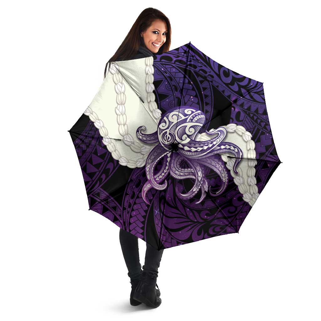 Purple Galaxy Polynesia Tribal Octopus Tattoo Umbrella Pikake Lei Polynesian Pattern