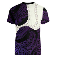 Purple Galaxy Polynesia Tribal Octopus Tattoo Women V-Neck T-Shirt Pikake Lei Polynesian Pattern LT14 - Polynesian Pride