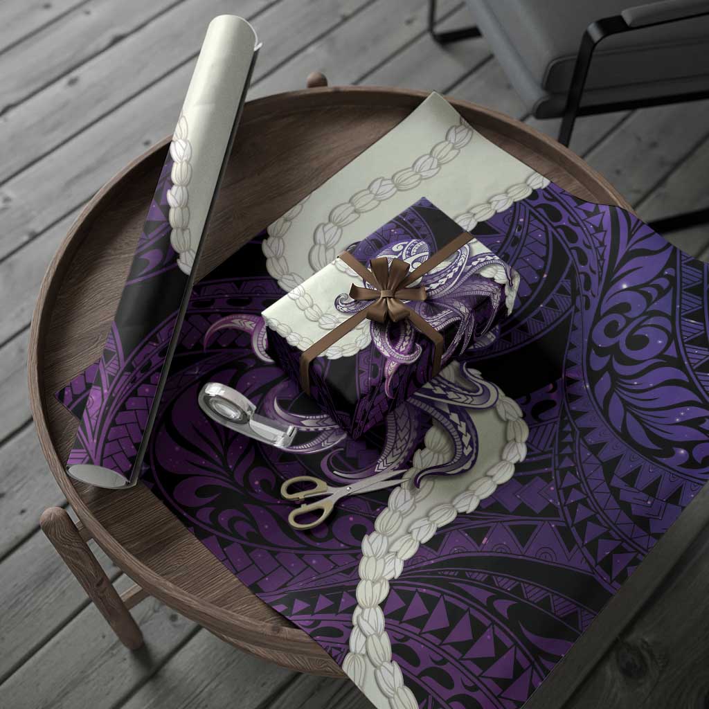 Purple Galaxy Polynesia Tribal Octopus Tattoo Wrapping Paper Pikake Lei Polynesian Pattern