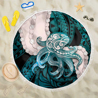 Teal Galaxy Polynesia Tribal Octopus Tattoo Beach Blanket Pikake Lei Polynesian Pattern