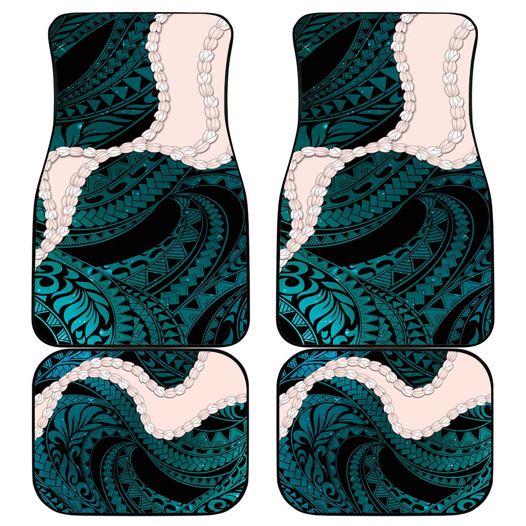 Teal Galaxy Polynesia Tribal Octopus Tattoo Car Mats Pikake Lei Polynesian Pattern