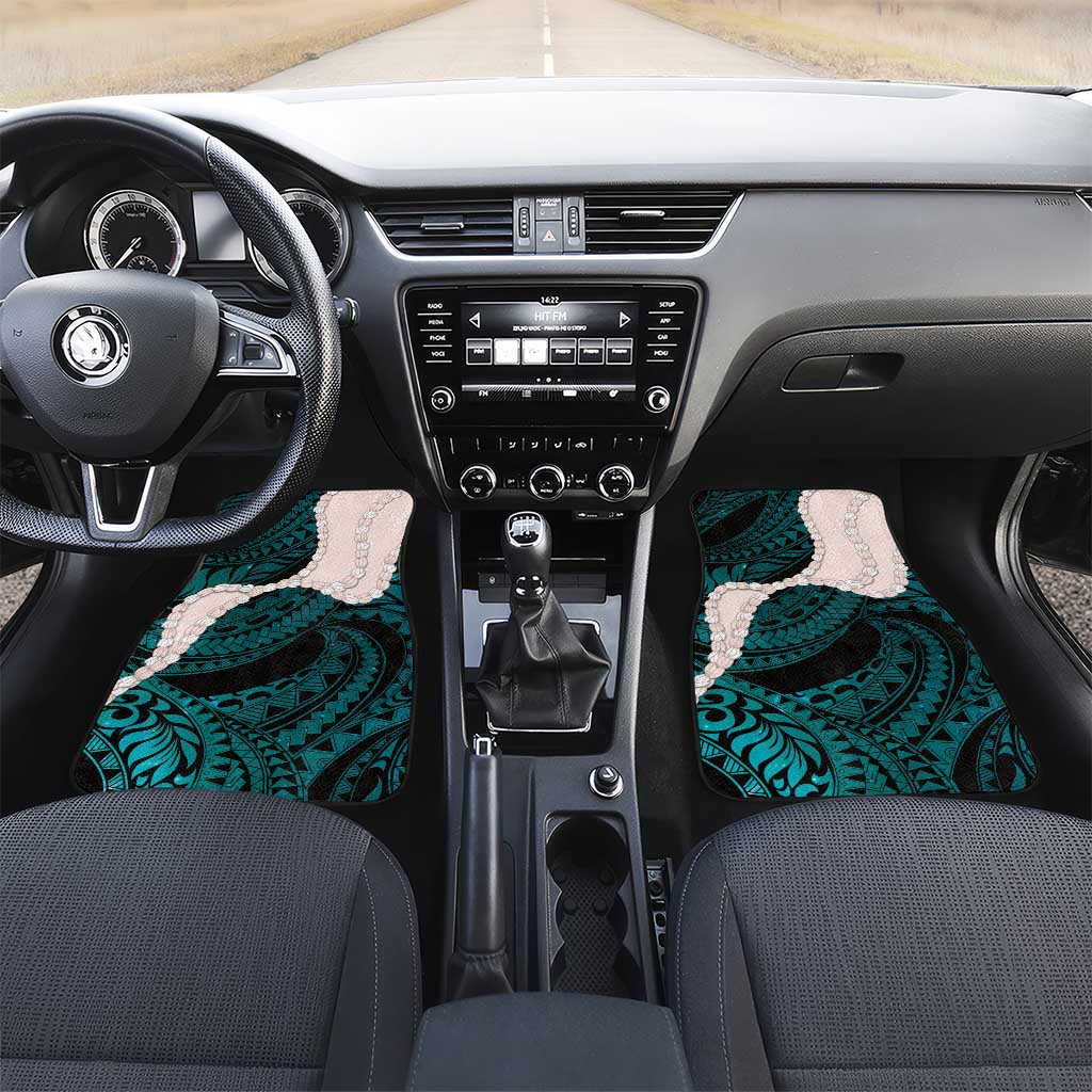 Teal Galaxy Polynesia Tribal Octopus Tattoo Car Mats Pikake Lei Polynesian Pattern