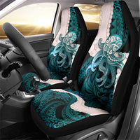 Teal Galaxy Polynesia Tribal Octopus Tattoo Car Seat Cover Pikake Lei Polynesian Pattern