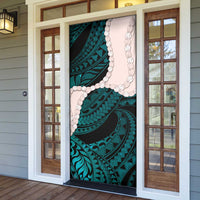Teal Galaxy Polynesia Tribal Octopus Tattoo Door Cover Pikake Lei Polynesian Pattern