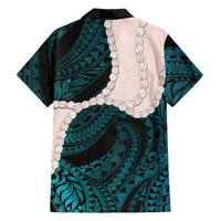 Teal Galaxy Polynesia Tribal Octopus Tattoo Family Matching Off Shoulder Maxi Dress and Hawaiian Shirt Pikake Lei Polynesian Pattern LT14 - Polynesian Pride